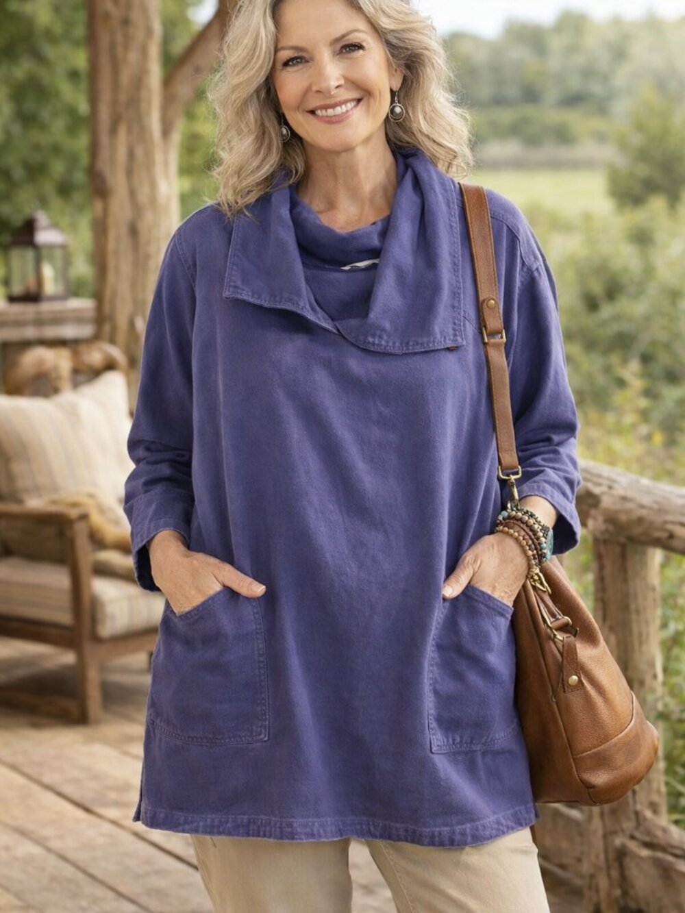 🪷 Soft Surroundings Blue/Purple Heavy Cotton Tunic